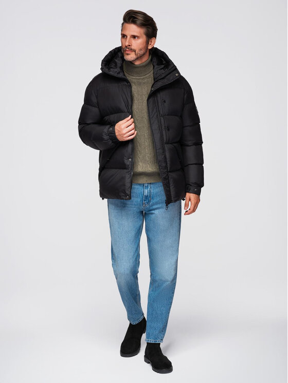 Ombre Ombre Kurtka zimowa OM-JAHP-0238 Czarny Regular Fit
