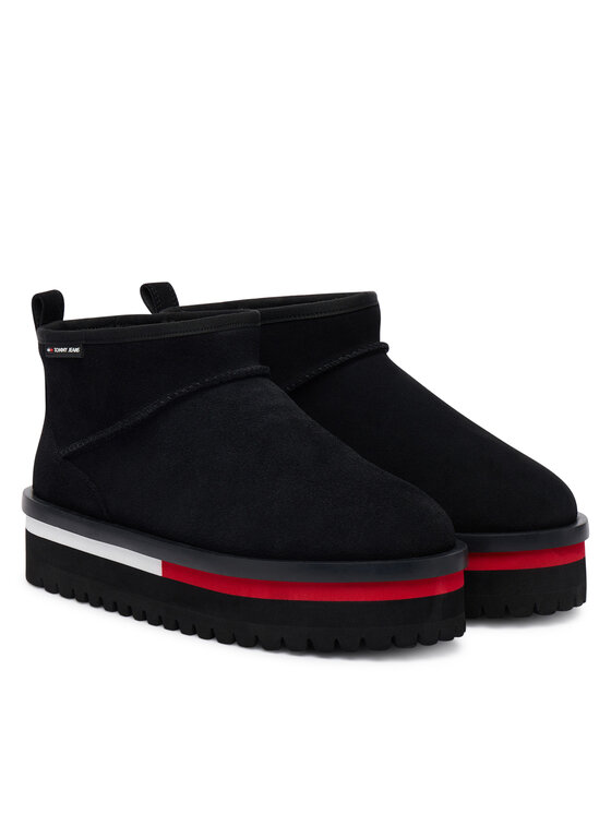 Tommy Jeans Tommy Jeans Апрески Tjw Flatform Snow Boot Suede EN0EN02841 Черен