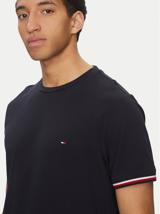Tommy Hilfiger Tommy Hilfiger T-krekls Global Stripe MW0MW38630 Tumši zils Regular Fit