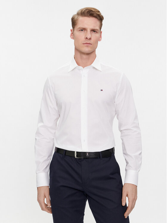 Tommy Hilfiger Tommy Hilfiger Košeľa Cl Flex Poplin Rf Shirt MW0MW31219 Biela Regular Fit