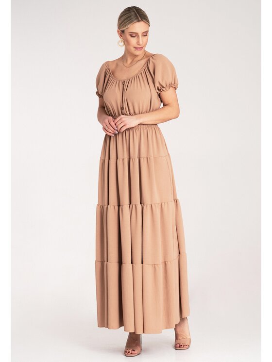 FIGL FIGL Letné šaty M1170 Béžová Flared Fit