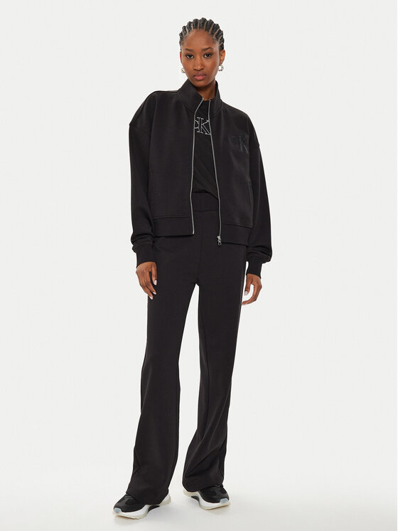 Calvin Klein Jeans Calvin Klein Jeans Mikina Satin Applique J20J223922 Čierna Relaxed Fit