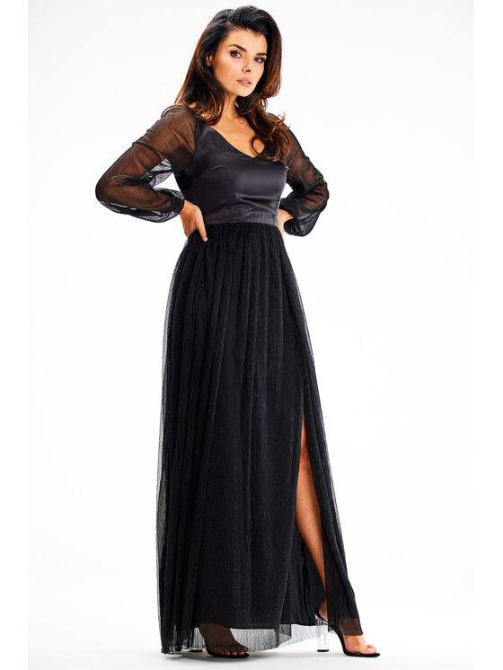 Awama Awama Sukienka wieczorowa A626 Czarny Basic Fit