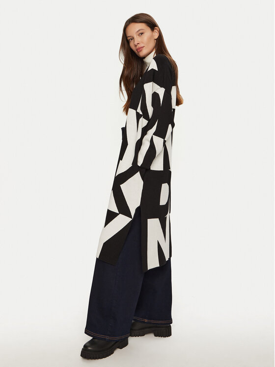 DKNY DKNY Kardiganas P4MXAQ64 Juoda Relaxed Fit