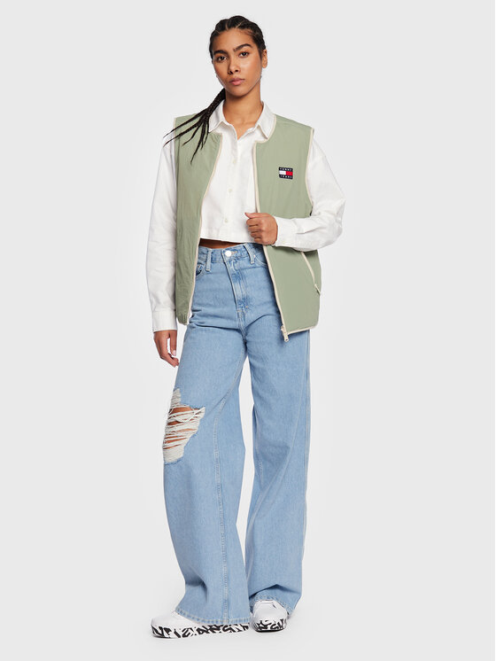 Tommy Jeans Tommy Jeans Mellény Reversible DW0DW14934 Zöld Regular Fit
