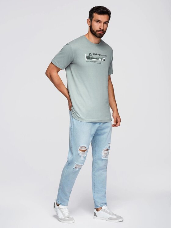Ombre Ombre Jeansy OM-PADP-0250 Niebieski Carrot Fit