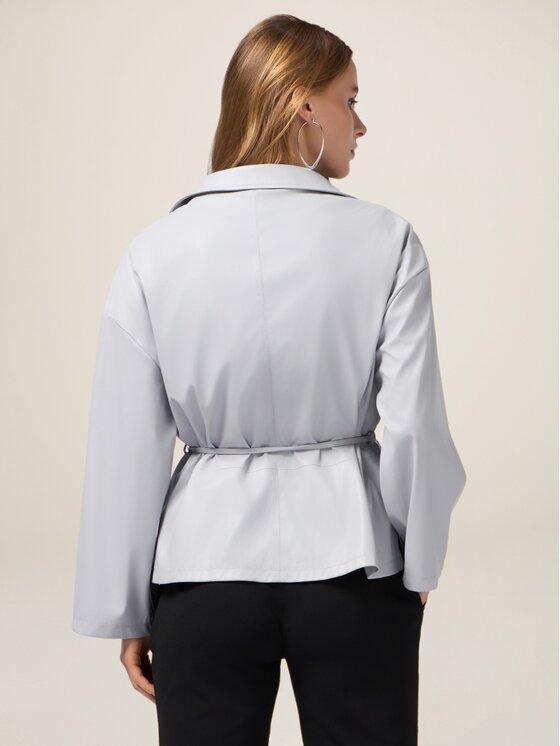 Oltre Oltre Giacca in similpelle R323J000263N013 Grigio A-Line Fit