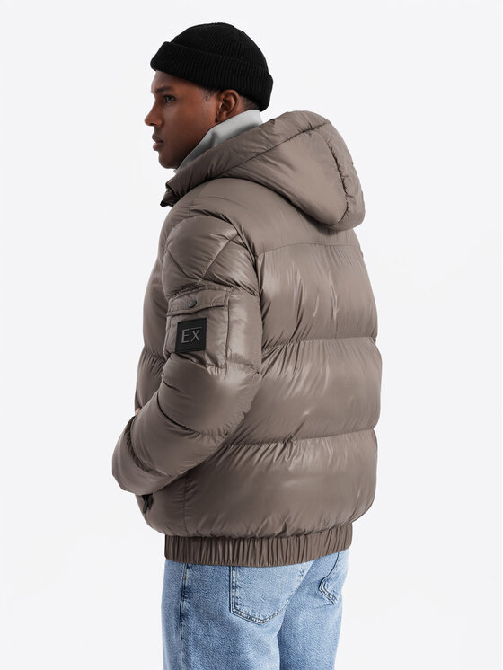 Ombre Ombre Vatovaná bunda OM-JAHP-0207 Béžová Regular Fit