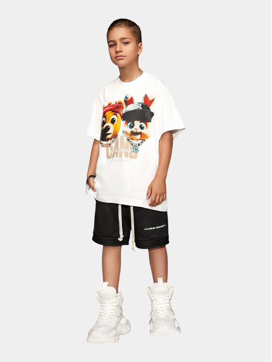 Nobrand Nobrand T-Shirt Tricou “Gang Characters” - T36526 Biały Basic Fit