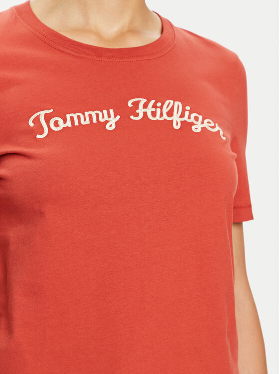 Tommy Hilfiger Tommy Hilfiger Tričko Script WW0WW42589 Červená Regular Fit