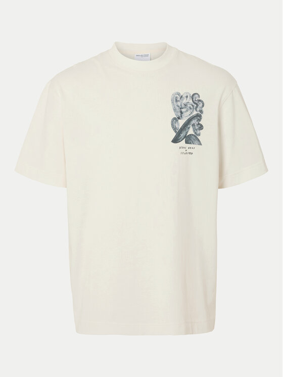 Selected Homme Selected Homme Tricou Will 16097225 Écru Relaxed Fit