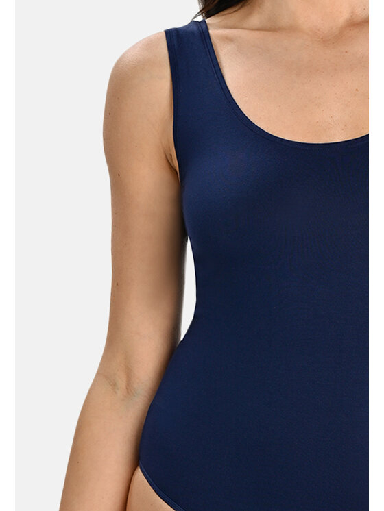 Teyli Teyli Body damskie na szerokich ramiączkach Esme Niebieski Regular Fit