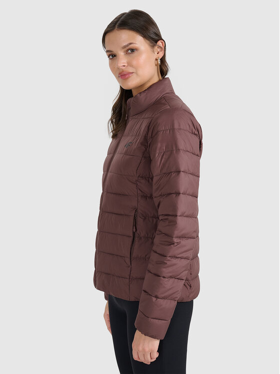 4F 4F Kurtka puchowa MIDSHOP TEXTILE Brązowy ciemny Slim Fit