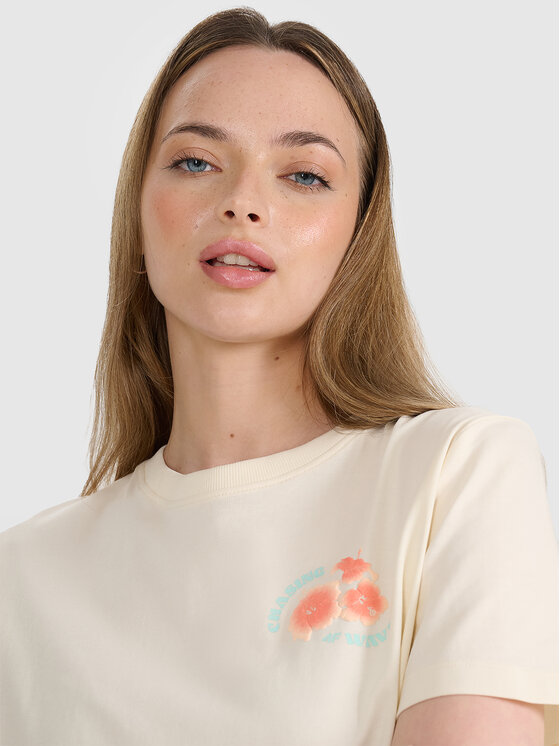 4F 4F T-Shirt FOB SUMMER Kremowy Oversize