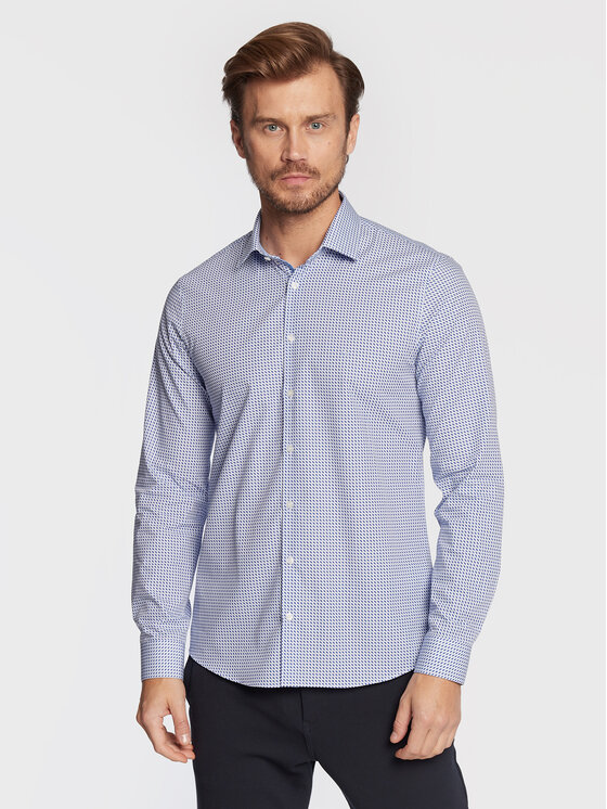 Camicia Multi Square Print K10K109886 Blu Slim Fit...