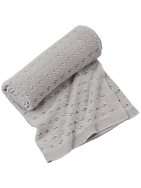 Kocyk dziecięcy Cotton&Sweets, Ażurowy kocyk bambusowy Jasny szary