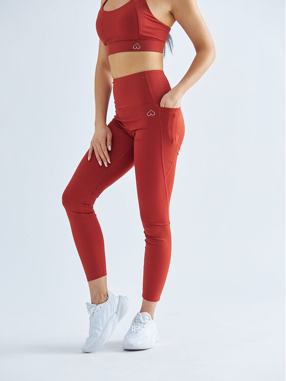 BeShaped BeShaped Legginsy z Kieszeniami Flex Appeal Czerwony