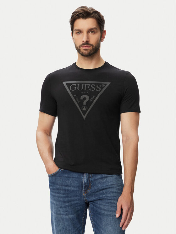 Guess Tricou M6YI71 K3745 Negru Slim Fit