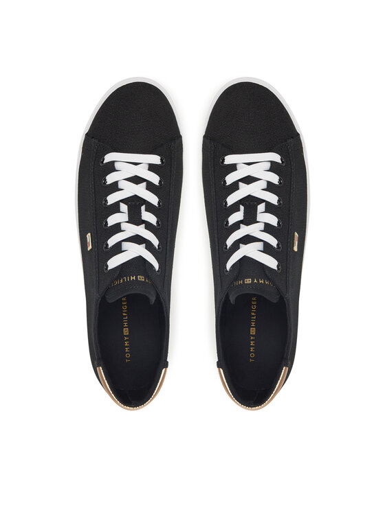 Tommy Hilfiger Tommy Hilfiger Teniși Vulc Canvas Lace Up Sneaker FW0FW08647 Negru