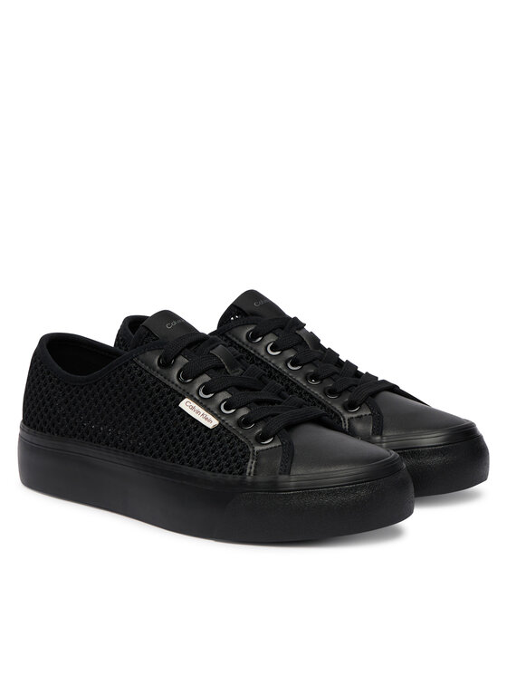 Calvin Klein Calvin Klein Sneakersy Vulc Flatf Lace Up Lin Mesh HW0HW02971 Čierna