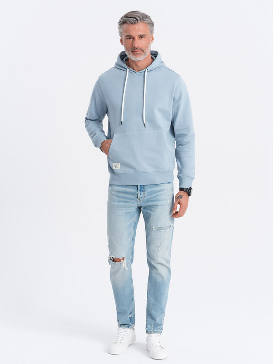 Ombre Ombre Bluza OM-SSBN-0177 Niebieski Classic Fit