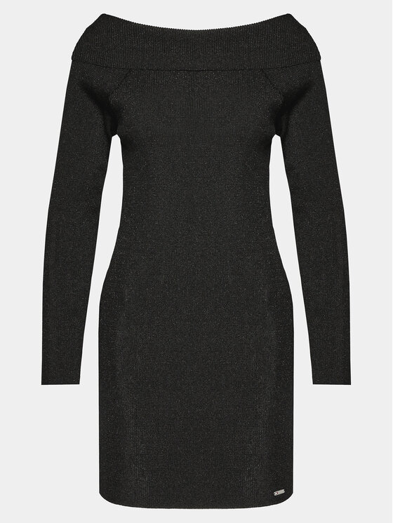 Tommy Jeans Tommy Jeans Rochie tricotată DW0DW17526 Negru Slim Fit