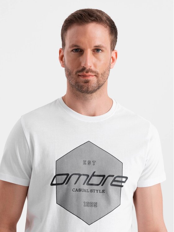 Ombre Ombre T-Shirt OM-TSPT-0141 Biały Regular Fit