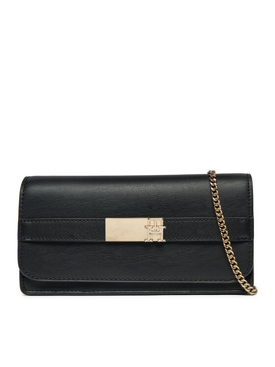Geantă Tommy Hilfiger Th Heritage Lrg Flap W/Chain AW0AW16918 Negru
