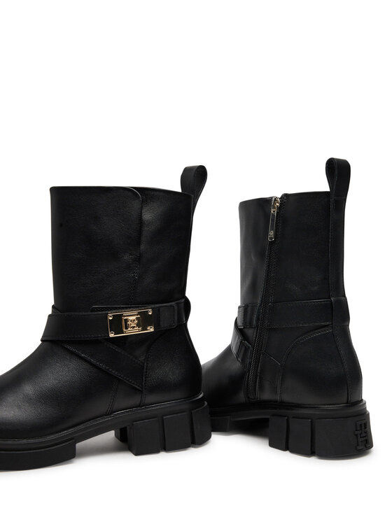 Tommy Hilfiger Tommy Hilfiger Botki Biker Leather FW0FW08313 Czarny