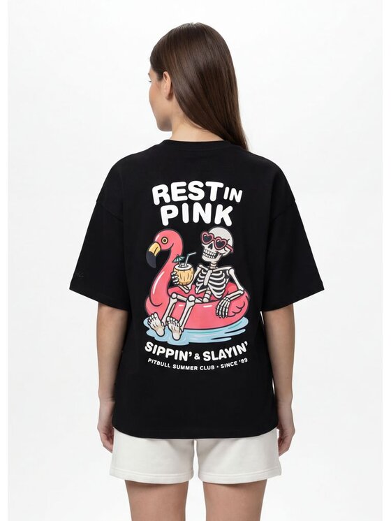 PITBULL PITBULL T-Shirt REST IN PINK Czarny Regular Fit