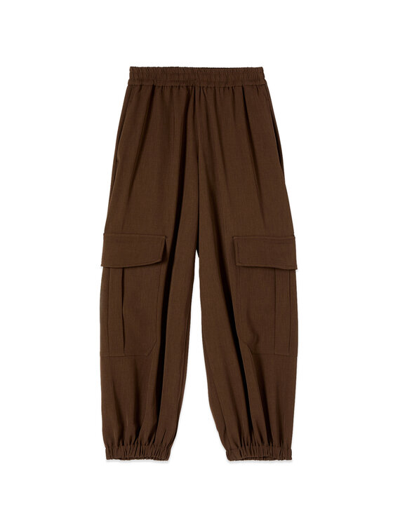 Oltre Oltre Spodnie materiałowe P011J002662N032 Brązowy Boy Fit