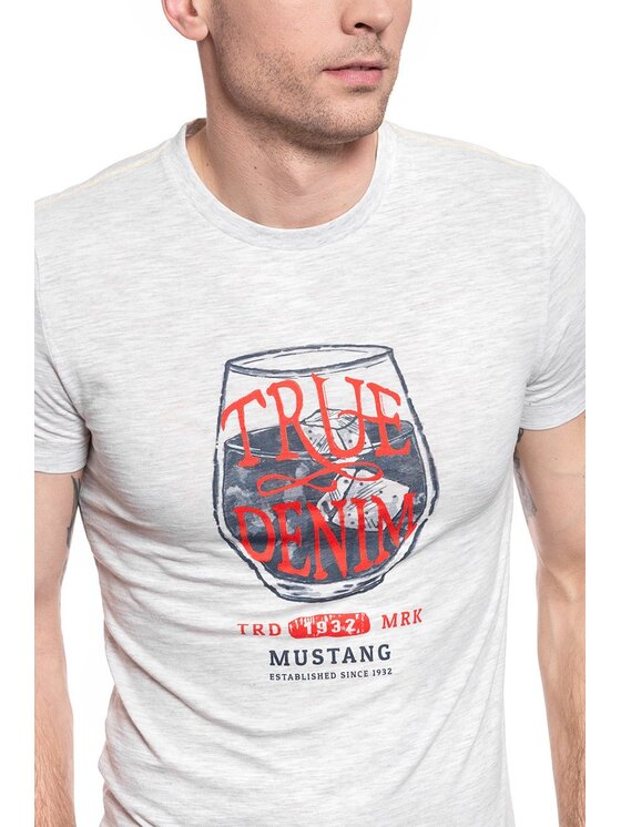 Mustang Mustang T-shirt AARON C PRINT Bianco Slim Fit