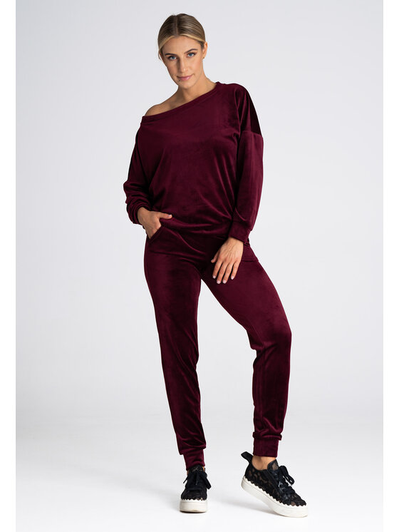 FIGL FIGLFIGL Pantaloni da donna M965 Bordeaux Regular Fit