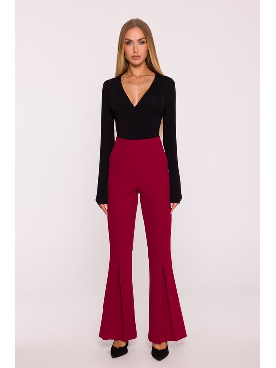 Made of Emotion Made of Emotion Spodnie materiałowe M874 Bordowy Wide Leg