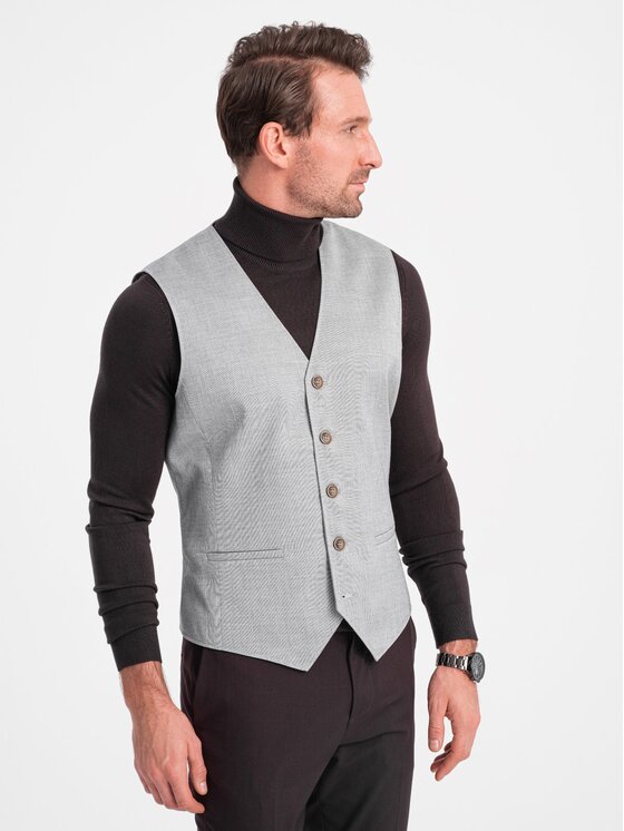 Ombre Ombre Kamizelka OM-BLZV-0106 Szary Fitting Fit