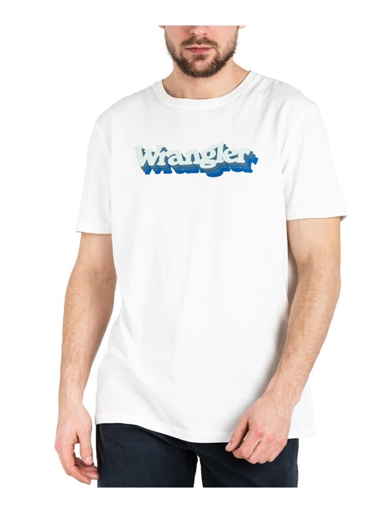 Wrangler Wrangler T-Shirt W753EEW02 Biały Regular Fit