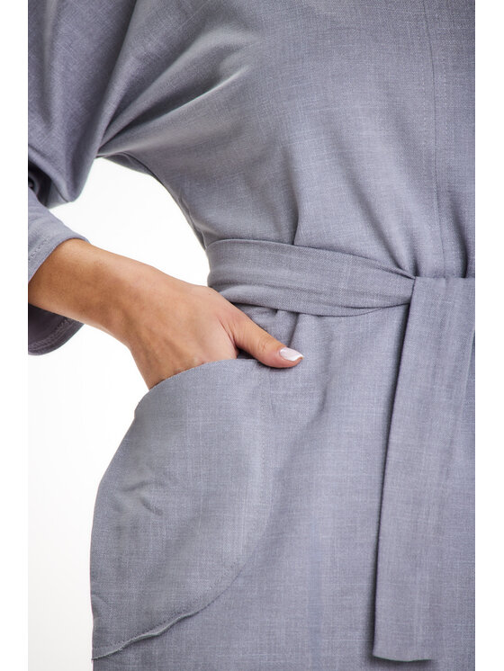 Awama Awama Sukienka letnia A654 Szary Basic Fit