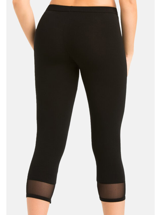 Teyli Teyli Legginsy bawełniane 3/4 Glamo Czarny Regular Fit