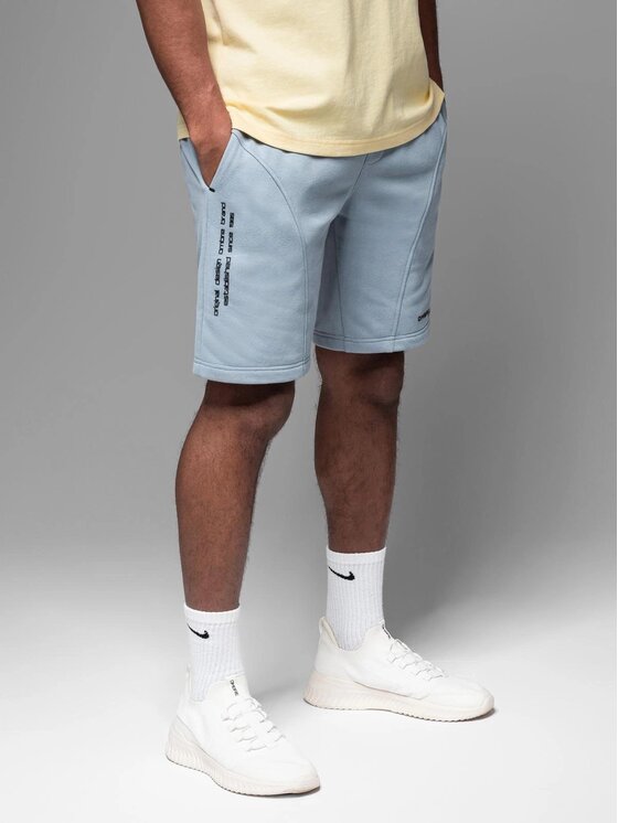 Ombre Ombre Šortky z materiálu OM-SRSK-0138 Modrá Slim Fit