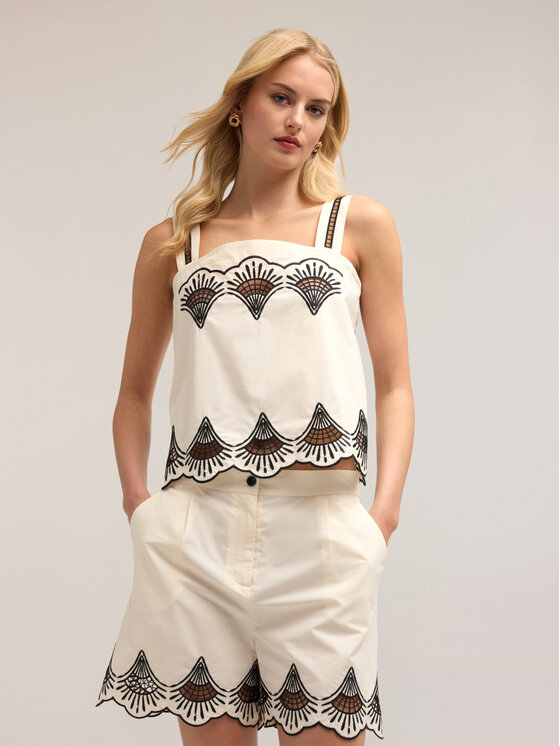 Motivi Motivi Top D739Q000461N0S1 Bianco Regular Fit