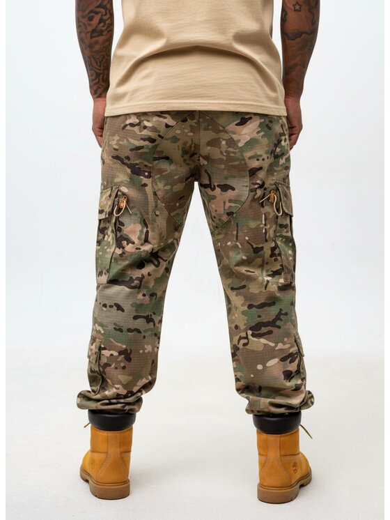 Jigga Wear Jigga Wear Spodnie cargo Bojówki Camo Moro Wojskowe Militarne Taktyczne Armia USA RipStop 129988 Beżowy Regular Fit