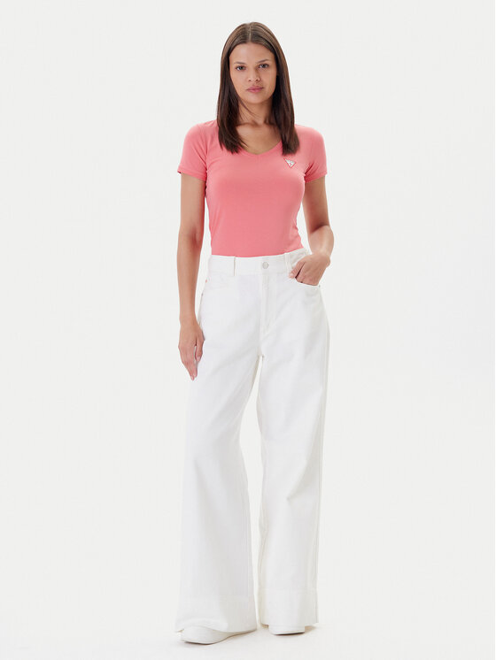 Guess Guess Marškinėliai W2YI45 J1314 Rožinė Slim Fit