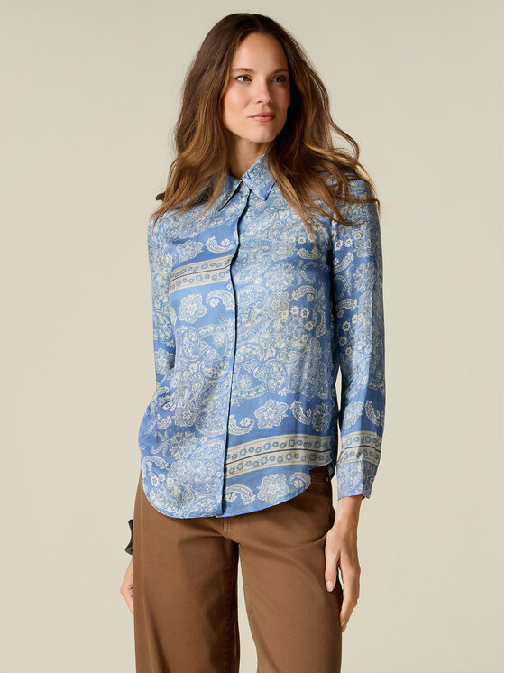 Oltre Oltre Koszula 5043R203313N001 Turkusowy Regular Fit
