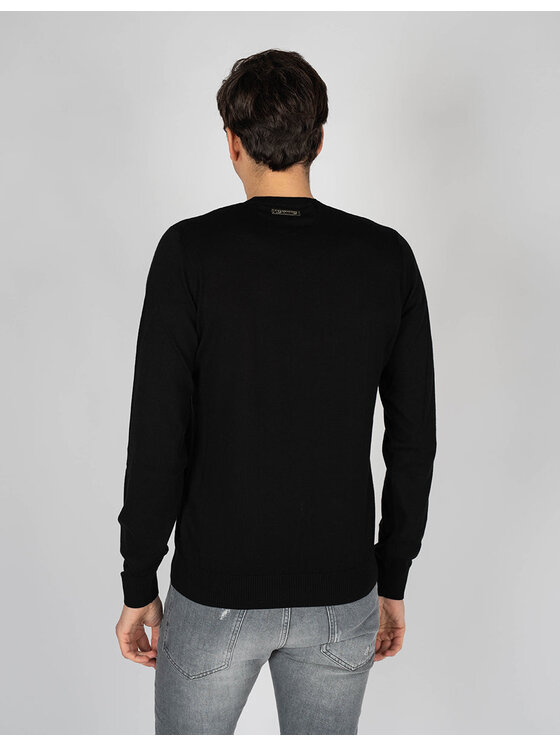 Les Hommes Les Hommes Svetr LKK103-606U | Fit Jumper In Fine Gage Pocket With Zip Černá Regular Fit