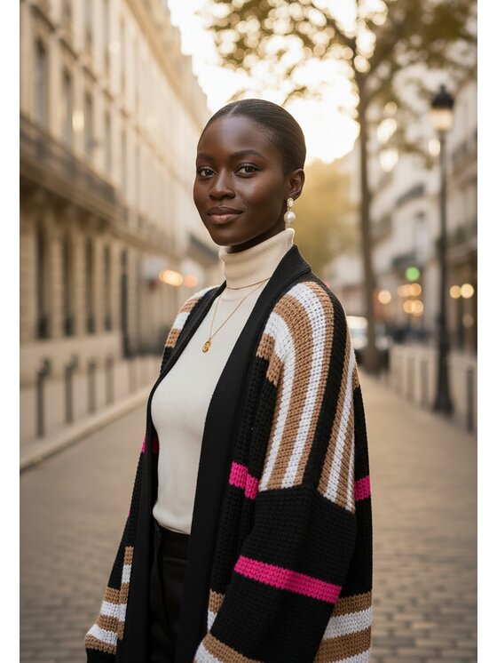 FIGL FIGL Kardigan M1246 Czarny Regular Fit