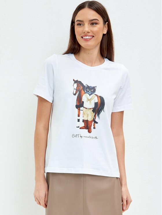 CAT by maniita lacitta CAT by maniita lacitta T-Shirt Printed T-shirt Biały Regular Fit