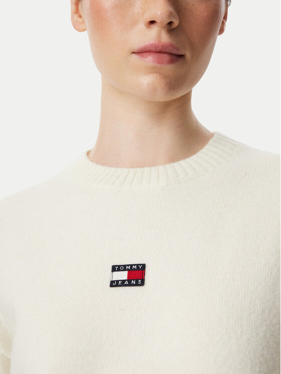 Tommy Jeans Tommy Jeans Sweater Fluffy Badge DW0DW23831 Fehér Regular Fit