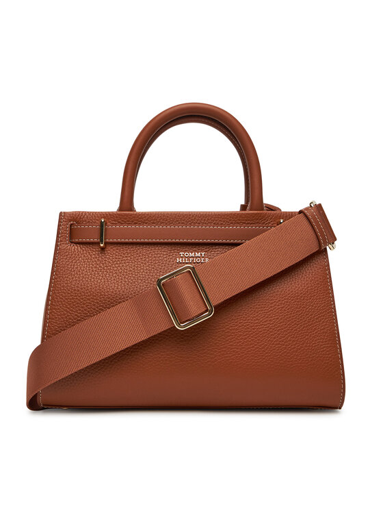 Tommy Hilfiger Tommy Hilfiger Дамска чанта American Icon Mini Tote Leather AW0AW17188 Кафяв