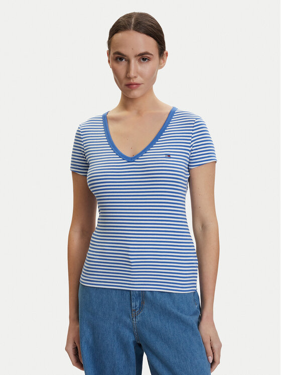 Tommy Jeans Tricou DW0DW17385 Albastru Slim Fit