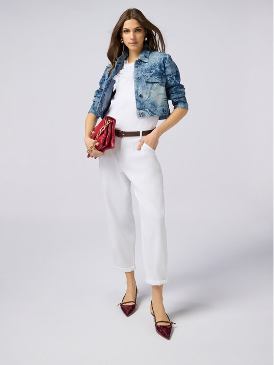 Oltre Oltre Pantaloni di tessuto P724R008639N011 Bianco Boy Fit